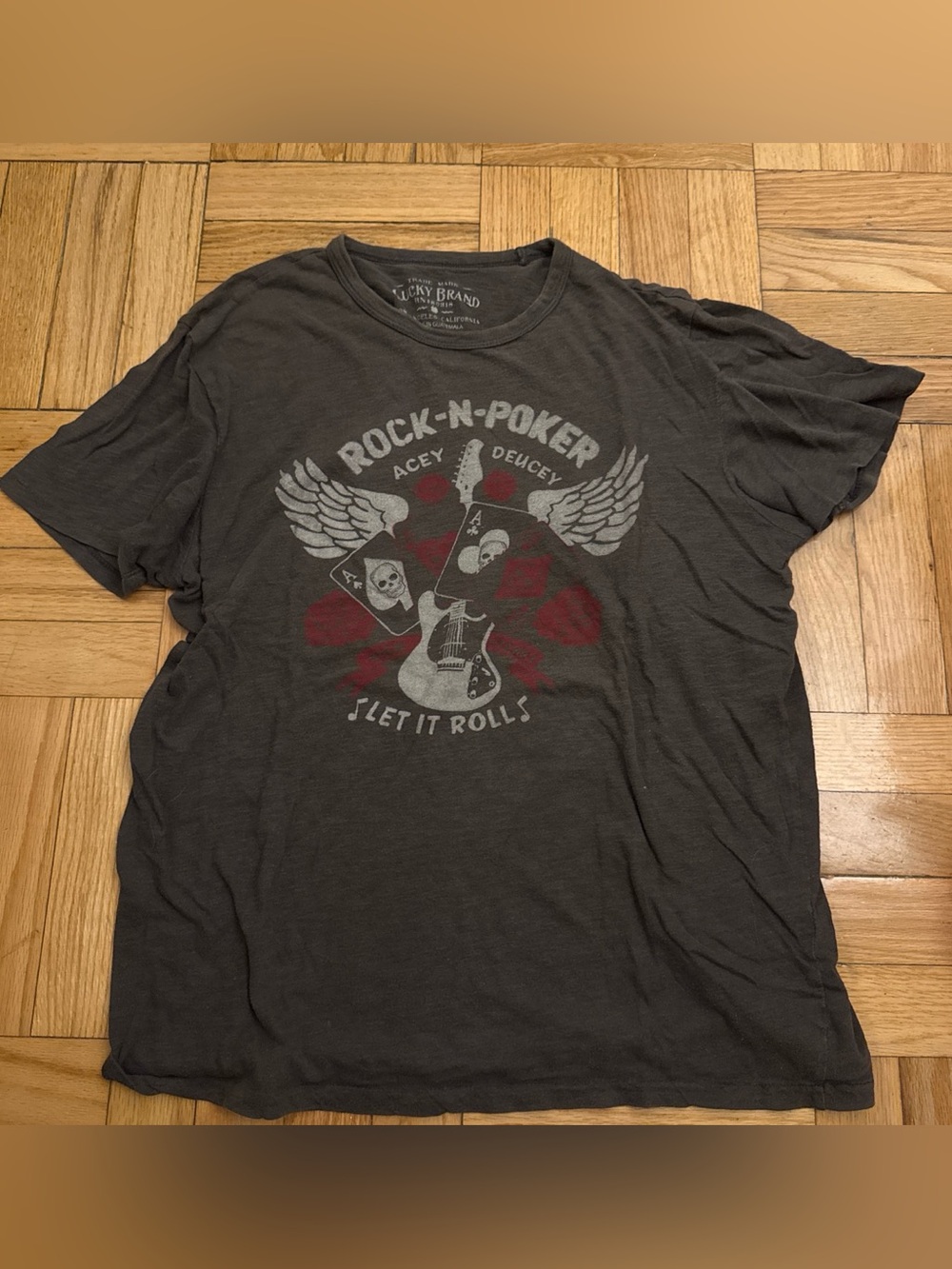 Lucky Brand Men’s Charcoal 'Rock-N-Poker' Graphic Tee